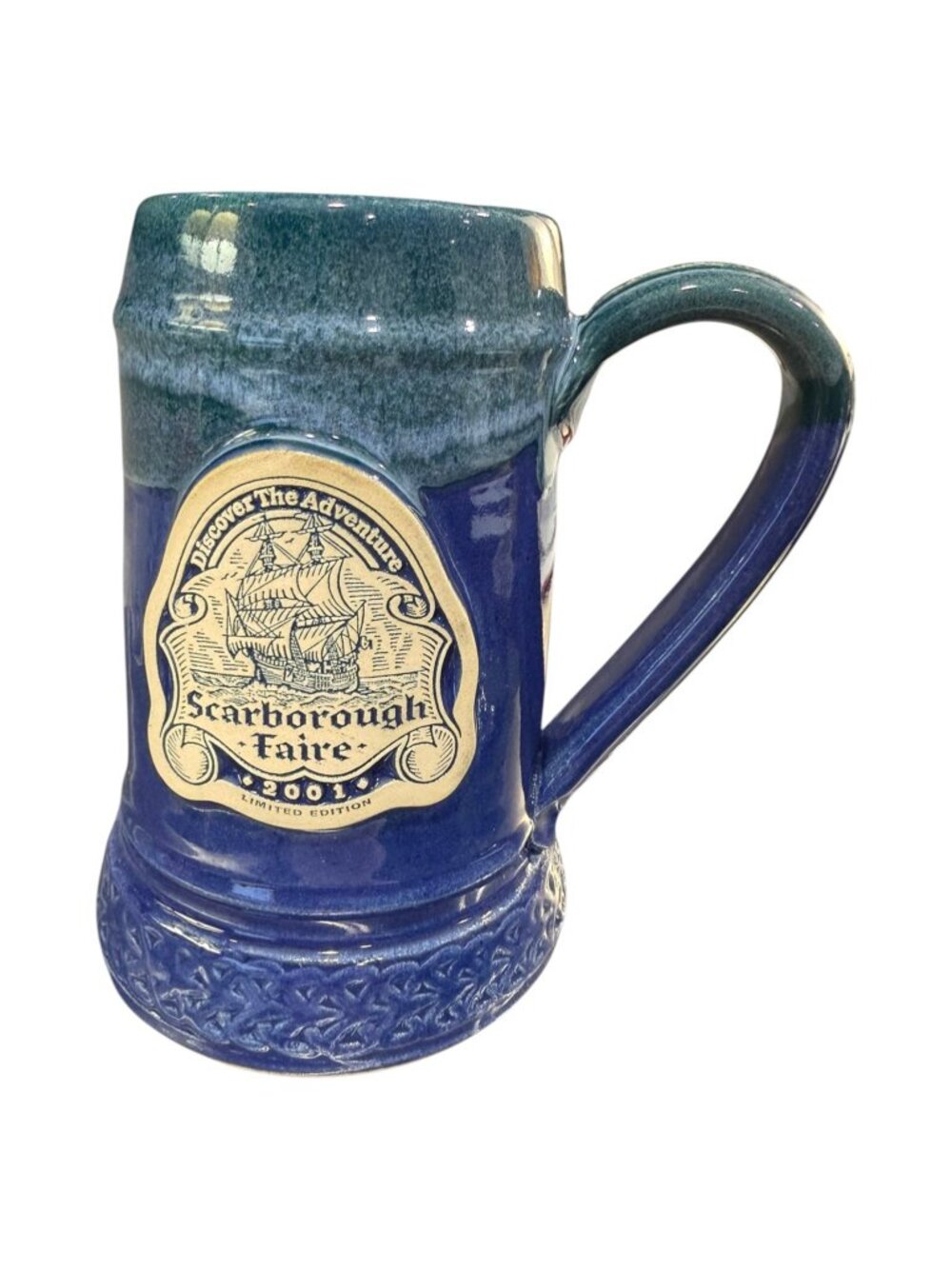 2001 Scarborough Faire Grey Fox Pottery Beer Stein Mug LE 1100/1200 Handmade